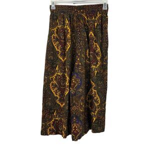 Vintage Diane Richard Gaucho pants high waist Paisley Wide Leg Cropped Sz S 80’s
